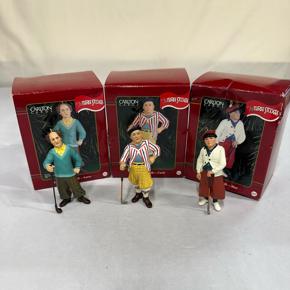 Vintage Carlton Cards “Three Stooges Goofballs” Ornaments (set of 3)